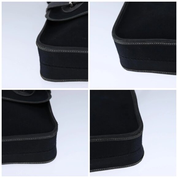HERMES Buenaventura Shoulder Bag Canvas Black Auth - Picture 15 of 15